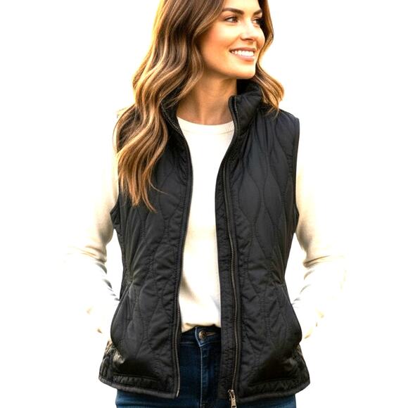Old Navy Small Black Quilted Women's Vest Coat Jacket Misses Size S 4 6 - Picture 1 of 6